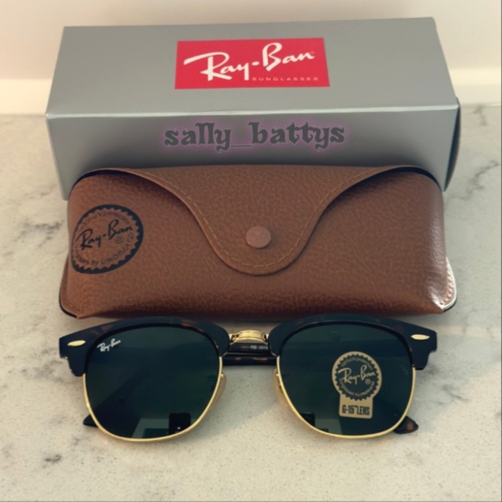 RayBan (Store Display) Clubmaster Tortoise RB3016 Green Lenses - Picture 3 of 16